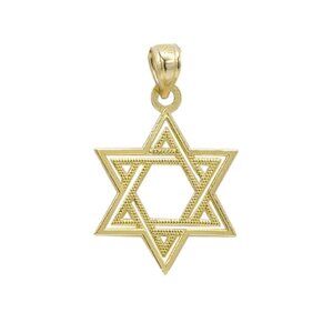 Gold Star of David 14k Yellow Gold Jewish Star Real Gold